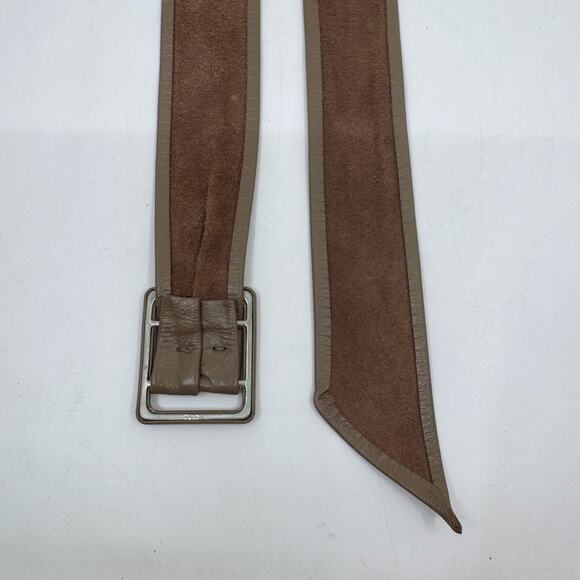 Vintage 80s Taupe Buttery Kid Leather Belt - Picture 5 of 9